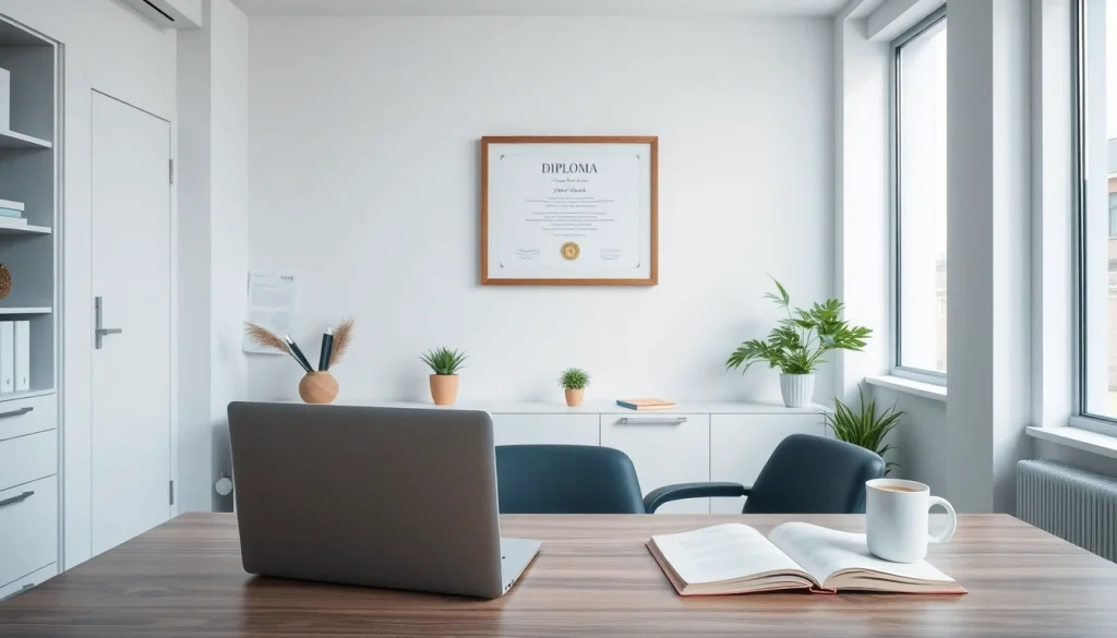 Engaging office scene for Diploma kopen hbo consultation with modern decor.