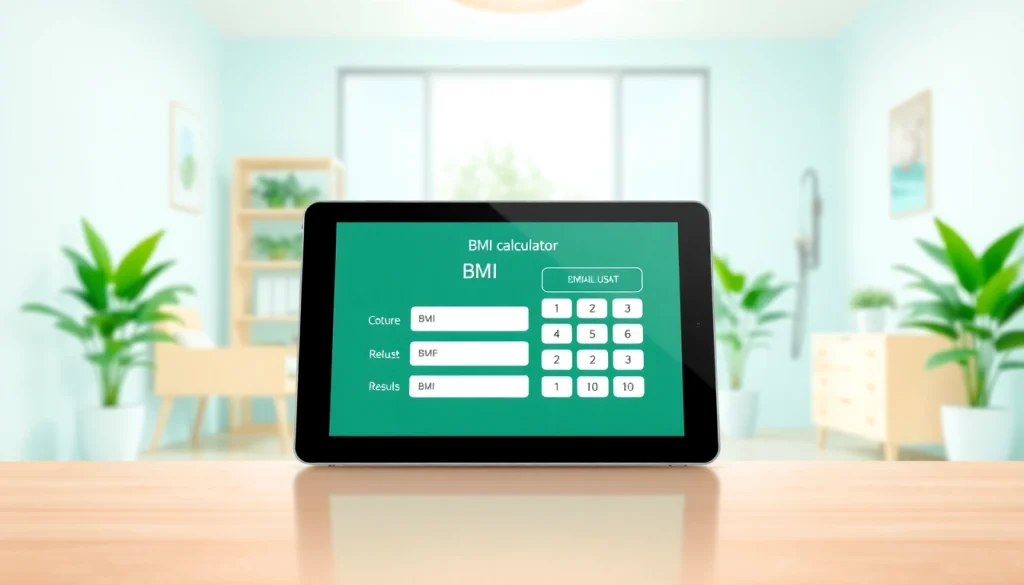 Calculate BMI using an interactive digital interface in a modern healthcare setting.