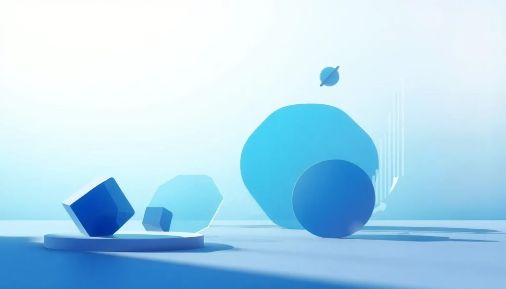 Illustration representing das 142 with bold geometric shapes and a dynamic background.