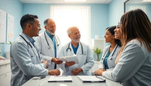 Healthcare professionals at https://www.medexdtc.com collaborating in a modern clinic atmosphere.