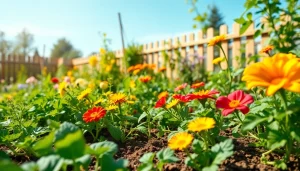 Gardening: vibrant vegetable garden showcasing diverse plants in a sunny setting.