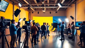 Showcase of Video Production Company Phoenix team collaborating with studio equipment.