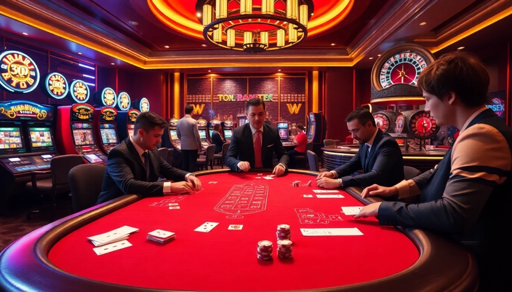 Engage in high-stakes gaming at https://xx88vt.com/ with thrilling casino visuals featuring poker tables and slot machines.