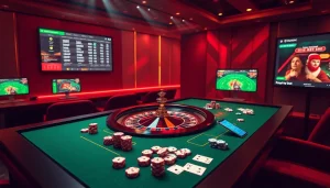 Marvelbet offers an immersive experience with casino tables loaded with chips and cards for gamblers.