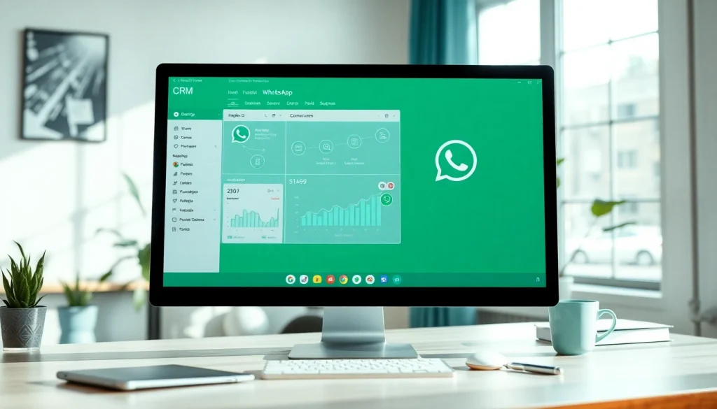 Streamline your customer engagement with WhatsApp Business CRM interface set in a modern workspace.