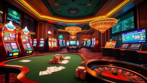 Vua99 poker table with colorful chips and interactive online gambling interface.