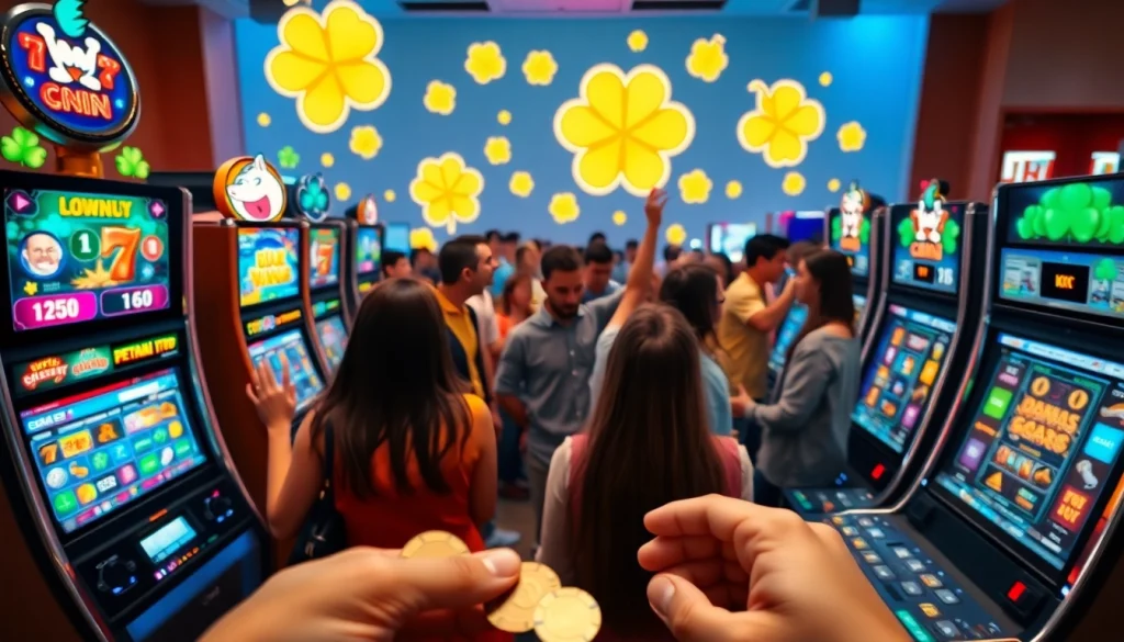 Menggambarkan petanitoto dengan pemain bahagia di lingkungan bermain game slot online.