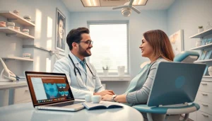 歯並び 矯正 おすすめ - orthodontist consulting a patient in a modern dental clinic setting.