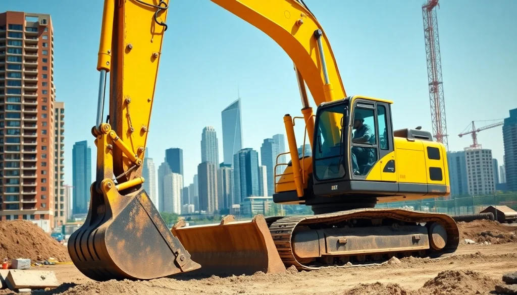 Rent excavators with expertise on a busy construction site showcasing skillful machinery operation.