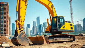 Rent excavators with expertise on a busy construction site showcasing skillful machinery operation.