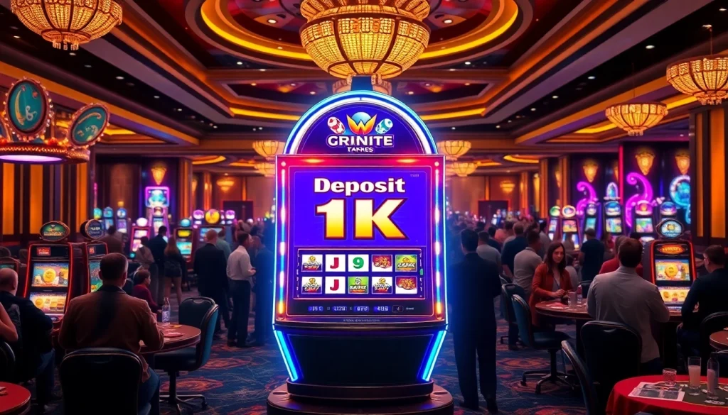 Exciting slot deposit 1k gameplay at a luxurious casino slot machine.