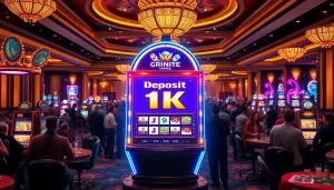 Exciting slot deposit 1k gameplay at a luxurious casino slot machine.