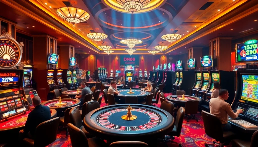 Join the excitement at DN88 with players celebrating big wins at vibrant casino tables.