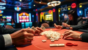 Menampilkan mahjong ways 2 dengan pemain berinteraksi. Tile berwarna-warni menghidupkan suasana permainan.