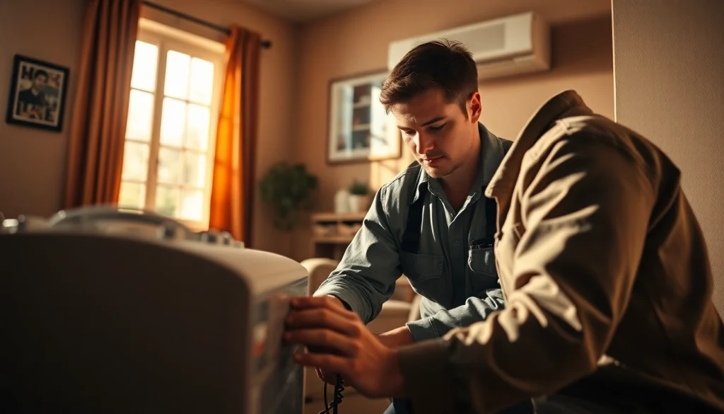 Technician performing heating repair waccabuc in a cozy home environment.
