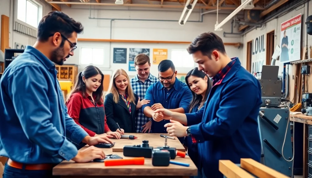 Engaged students at Trade School Tennessee collaborating on hands-on projects