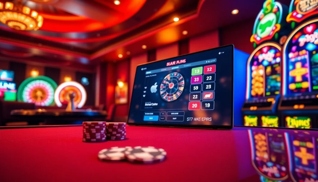 Experience the excitement of gambling at https://ok88.tech/ with vibrant casino visuals featuring roulette and poker tables.