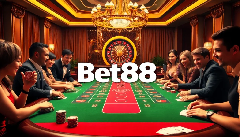 Experience the excitement of Bet88 gaming with vibrant casino tables and thrilling play.