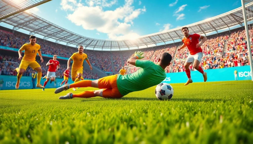 Witness a thrilling soccer moment as บอล-วัน-นี้ comes alive with a goalkeeper's daring save.