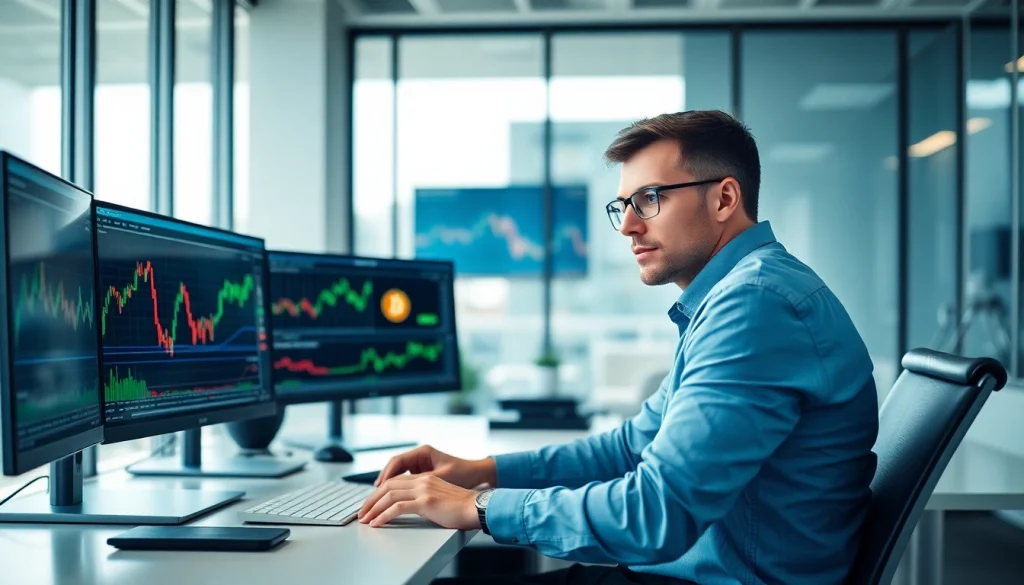 Achetez Bitcoin avec des graphiques de crypto-monnaie sur un bureau moderne