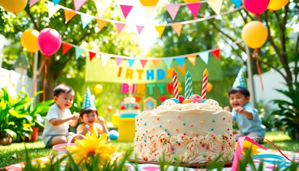 Children enjoying a colorful Singapore birthday party with festive decorations and lively atmosphere.