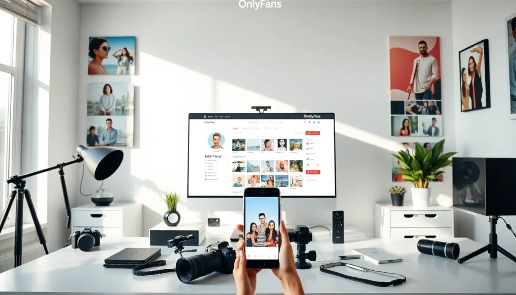 Engaging modern workspace showcasing the search onlyfans profiles interface on a computer.