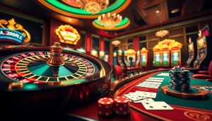 Experience the thrill of online gambling with LUCKYWIN visual featuring vibrant casino elements.