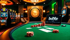 Experience excitement at the bdtk66.one casino table with vibrant poker chips and cards.