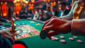 Players engage in high-stakes poker with a TR88 branded chip on a luxurious casino table.