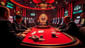 Engage with the thrilling world of gambling in an opulent casino backed by dynamic visuals highlighting porn ai elements.