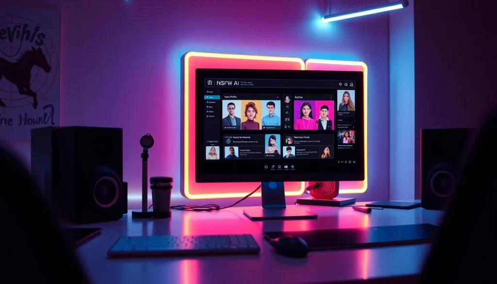 Immersive NSFW AI interaction in a modern digital workspace.