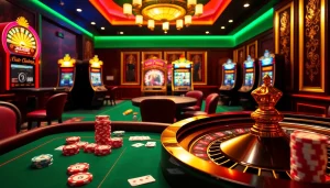 Players enjoying an exciting gaming experience at NK88 casino tables with poker chips and cards.