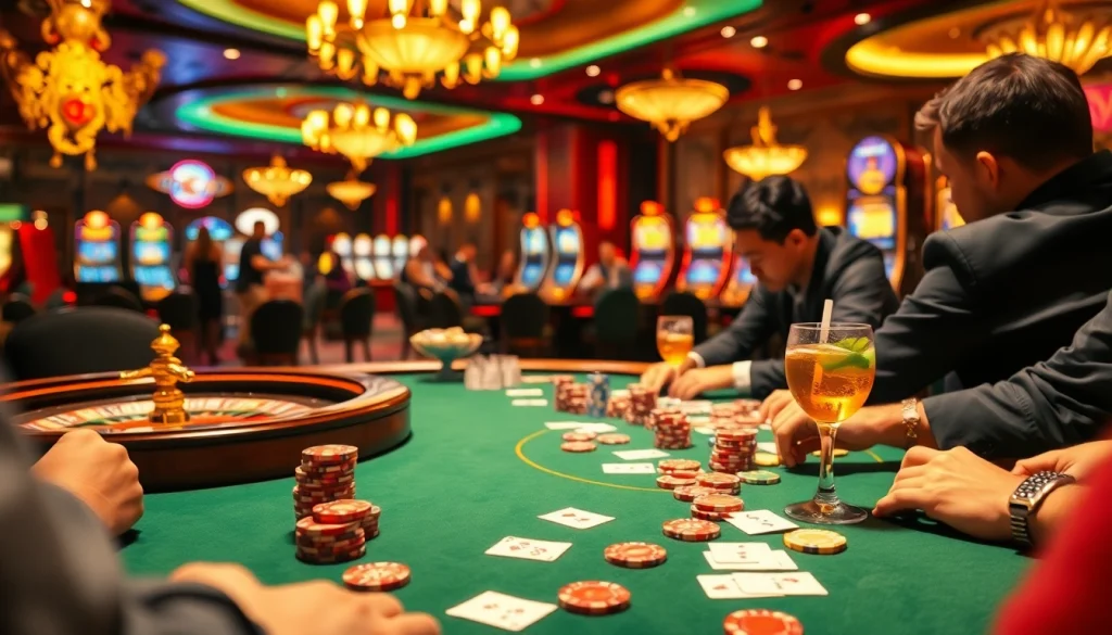 Nohu-themed scene showcasing casino action with poker chips and roulette excitement.