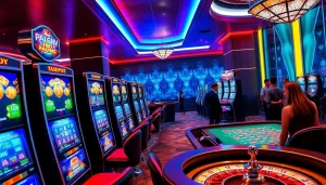 Rasakan aksi slot pulsa yang mendebarkan dalam suasana kasino mewah dengan pemain yang terlibat.