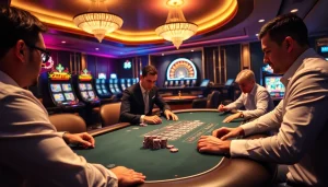 Players enjoying an engaging poker game at Haywin casino, showcasing excitement and professional gambling.