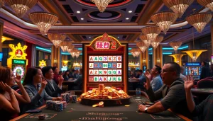 Players enjoying Mahjong Ways 2 slot experience in a lively casino atmosphere