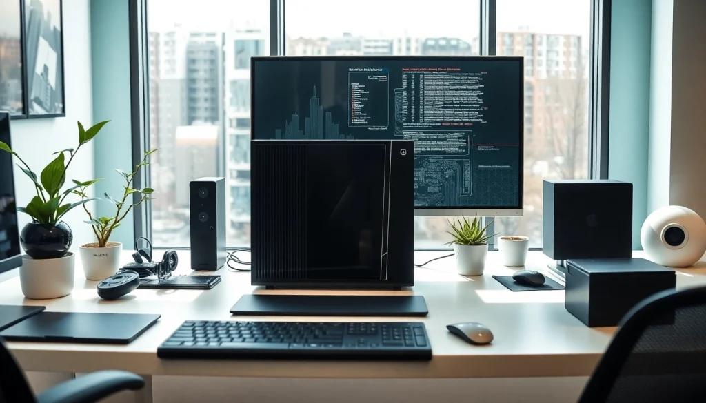 zirvegrupbilgisayar ile modern bilgisayar donanım kurulumunu sergileyen bir çalışma alanı.