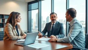 Eminent domain lawyer providing expert legal counsel in a vibrant office setting.