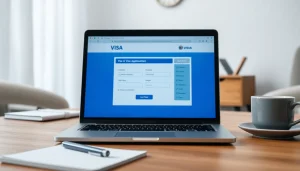Streamlined uk eta online application process displayed on a stylish laptop in a modern workspace.