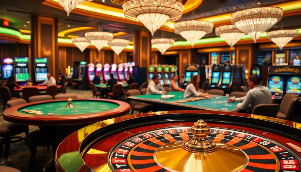 Engage in thrilling sbobet betting experiences at a luxurious casino with vibrant gameplay elements.