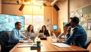 Engaging scene of journalists at work for https://southernmarylandchronicle.com in a bright, modern newsroom.