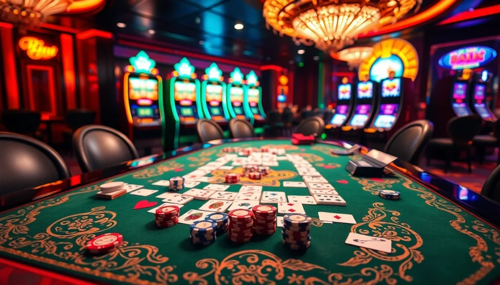 Rasakan sensasi Mahjong Ways 2 di meja kasino mewah yang dipenuhi chip poker dan ubin mahjong.