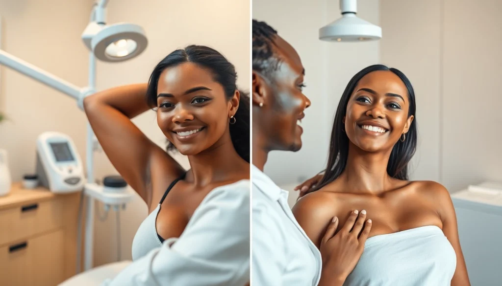 ND Yag laser before and after results highlighting effective hair removal for darker skin tones.