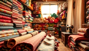 Bekijk stoffen webshop nederland met kleurrijke en textuurrijke stoffen in een gezellige setting.