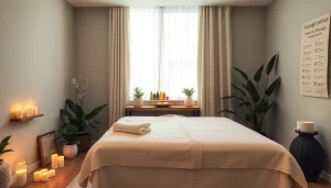 마사지 치료를 위한 편안한 분위기의 휴식 마사지실