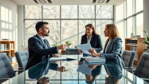 Greenville Personal Injury Lawyers collaborating in a modern legal office.