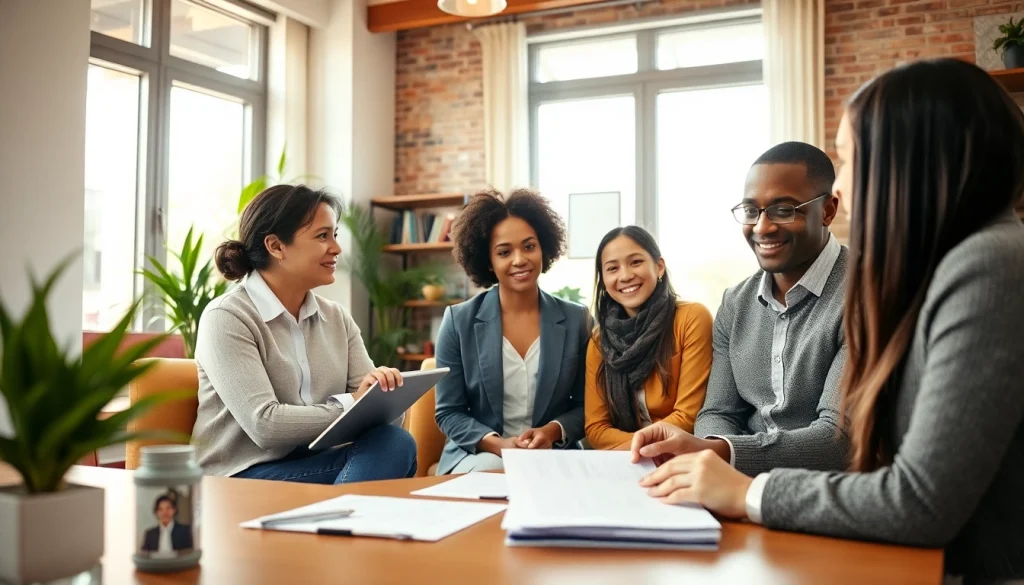 Virginia Immigration Lawyers providing essential legal advice to a family in a bright office.