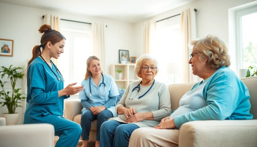 Caregivers delivering home healthcare services in a comforting home environment.