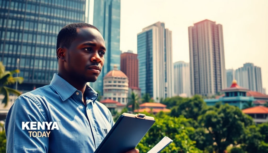 Stay updated on Kenya News Today with our vibrant urban scene featuring a news reporter.